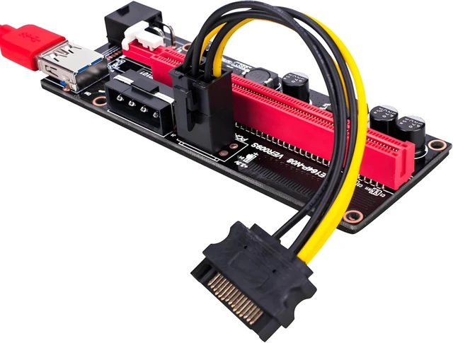 Alt view image 2 of 7 - VER009S Graphics Card PCIe Extender USB 3.0 Riser Integrated 4PIN 6PIN SATA15PIN Power Port for 1-16X