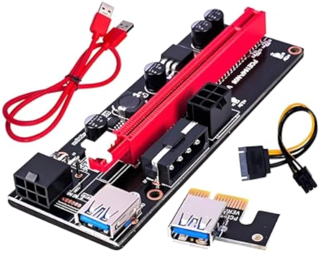 Alt view image 6 of 7 - VER009S Graphics Card PCIe Extender USB 3.0 Riser Integrated 4PIN 6PIN SATA15PIN Power Port for 1-16X