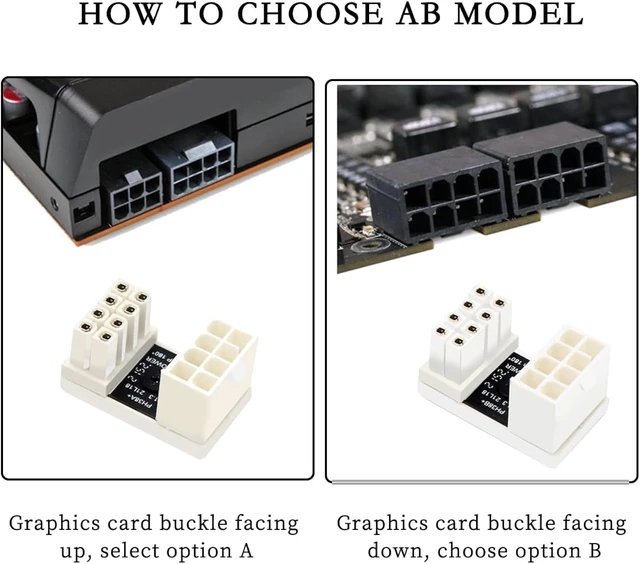 Alt view image 3 of 7 - Graphics Card 180 Degree 8P Power Adapter GPU Female to Male 8 Pin Connector Chassis Wire Organization Adapter for Desktop PC (1Piece PH38BW+)