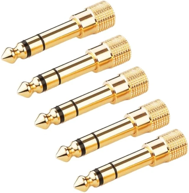 Alt view image 7 of 7 - 6.5mm to 3.5mm Audio Connector 1/4 to 1/8 Headphone Adapter for Microphone MIC Amplifier Adapter Gold-Plated (5Pcs 6.5 Male to 3.5 Female)