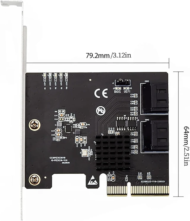 Alt view image 6 of 7 - PCIe X4 to 4-Port SATA 6Gbps RAID Controller Card, 9236 Chip SATA3.0 Expansion Adapter Supports RAID 0/1/10 4 SATA III Hard Drive PCI Express Card