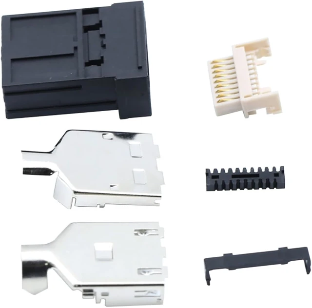 Alt view image 2 of 7 - E Type 19Pin Male Solder Connector Compatible with HDMI 6-Pack High-Performance Car, PC, Industrial, and Communication Equipment Connector Black ABS Molded Structure