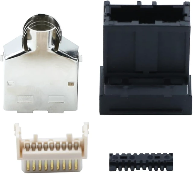Alt view image 4 of 7 - E Type 19Pin Male Solder Connector Compatible with HDMI 6-Pack High-Performance Car, PC, Industrial, and Communication Equipment Connector Black ABS Molded Structure