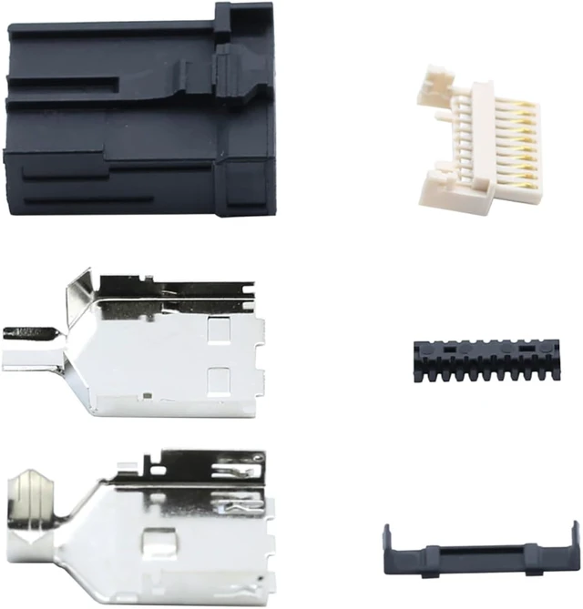 Alt view image 3 of 7 - E Type 19Pin Male Solder Connector Compatible with HDMI 6-Pack High-Performance Car, PC, Industrial, and Communication Equipment Connector Black ABS Molded Structure