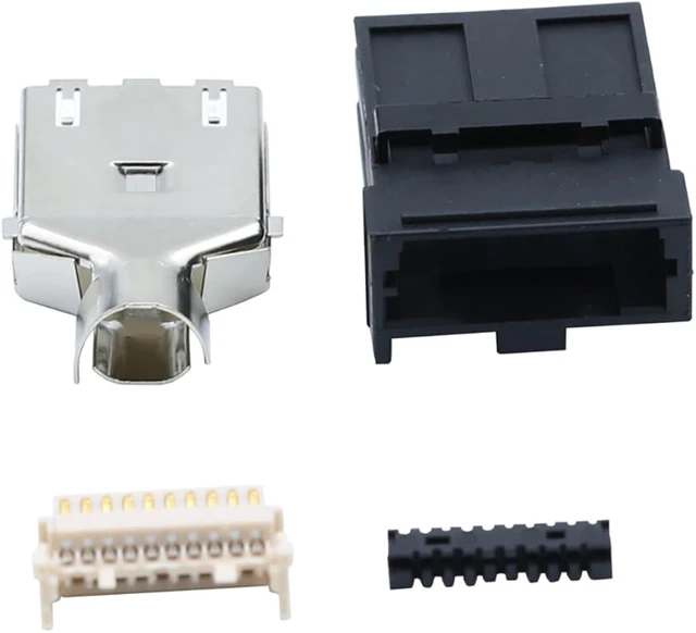Alt view image 5 of 7 - E Type 19Pin Male Solder Connector Compatible with HDMI 6-Pack High-Performance Car, PC, Industrial, and Communication Equipment Connector Black ABS Molded Structure