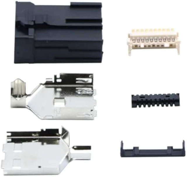 Alt view image 7 of 7 - E Type 19Pin Male Solder Connector Compatible with HDMI 6-Pack High-Performance Car, PC, Industrial, and Communication Equipment Connector Black ABS Molded Structure