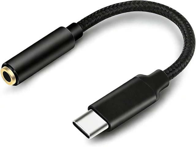 Main image of USB C to 3.5mm Audio Adapter Male to Female Headphone Jack Converter Compatible with Android Phones USB C Devices Aluminum Shell (Black)