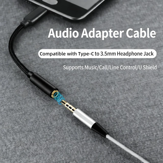 Alt view image 2 of 7 - USB C to 3.5mm Audio Adapter Male to Female Headphone Jack Converter Compatible with Android Phones USB C Devices Aluminum Shell (Black)