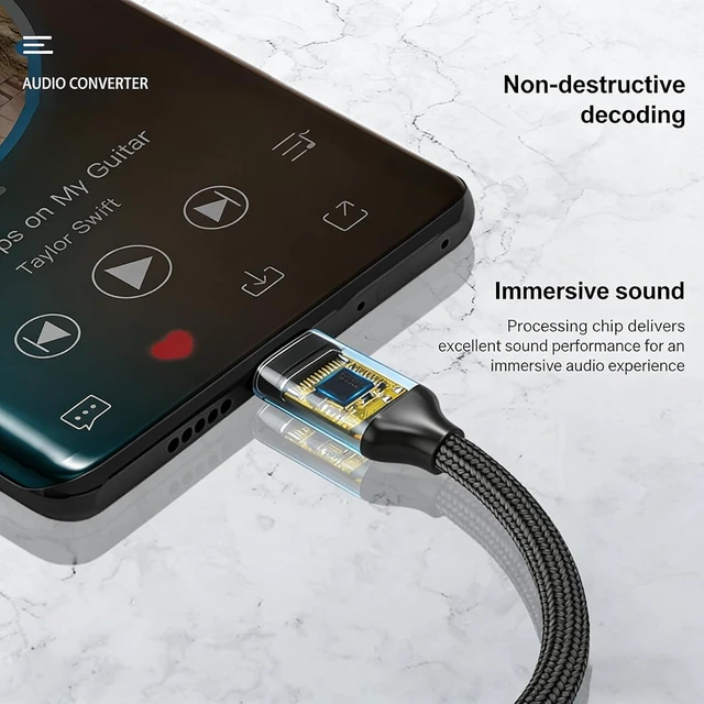 Alt view image 5 of 7 - USB C to 3.5mm Audio Adapter Male to Female Headphone Jack Converter Compatible with Android Phones USB C Devices Aluminum Shell (Black)