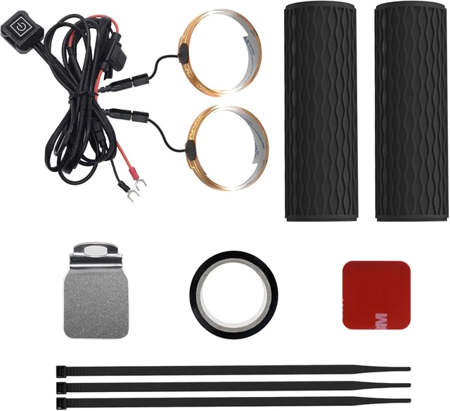Main image of Heated Motorcycle Handlebar Grips 12V Silicone Wrap with Smart Switch 5-Level Adjustable Temperature, Memory Function, Waterproof, Anti-Slip Hand Warmers for All 12V Motorbikes