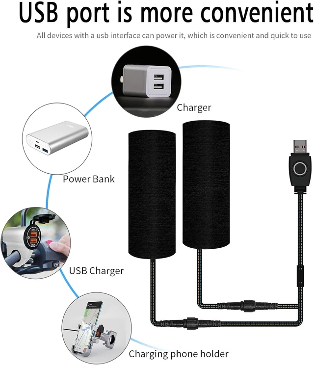 Alt view image 5 of 7 - USB Heated Motorcycle Handlebar Grips 5V with 3-Level Temperature Control Aramid Fiber Hand Warmers with Waterproof Switch, Mount, Compatible with Motorbikes, Scooters, ATVs