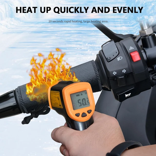 Alt view image 2 of 7 - USB Heated Motorcycle Handlebar Grips 5V with 3-Level Temperature Control Anti-Slip PVC Hand Warmers with Waterproof Switch, Straps, Plug-and-Play for Motorbikes, Scooters, and ATVs