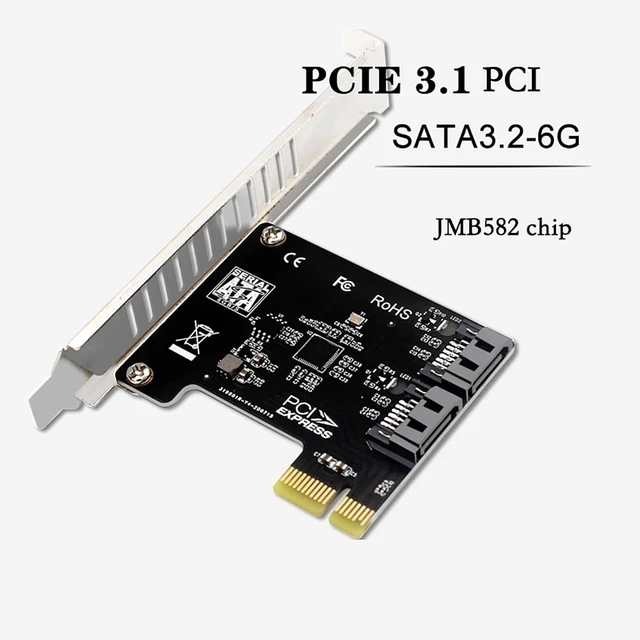 Alt view image 2 of 7 - PH52A PCIE x1 to 2Port SATA3.0 Expansion Card 6Gps Support Soft RAID for Desktop Compatible with Wins10 Linux