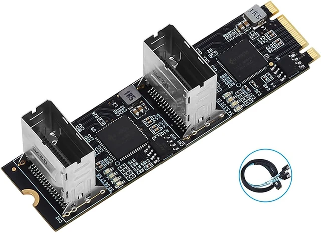Main image of PCIe 3.0 M.2 B+M Key to 8-Port SATA3 6Gbps Expansion Card Dual Mini-SAS Connectors, RAID Support for Desktop/Server