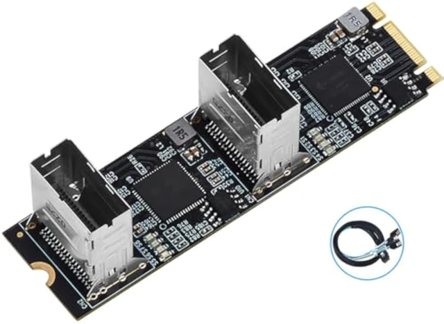 Alt view image 7 of 7 - PCIe 3.0 M.2 B+M Key to 8-Port SATA3 6Gbps Expansion Card Dual Mini-SAS Connectors, RAID Support for Desktop/Server