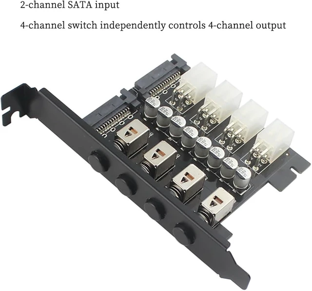 Alt view image 2 of 7 - PH3 Desktop Rear 4-Way Hard Disk Control Board Optical Drive Power Control Switch SATA Power Expansion Card