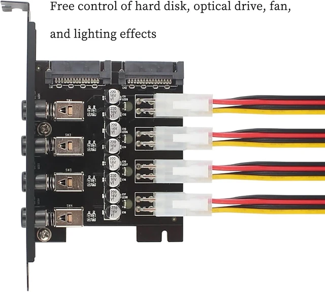 Alt view image 3 of 7 - PH3 Desktop Rear 4-Way Hard Disk Control Board Optical Drive Power Control Switch SATA Power Expansion Card