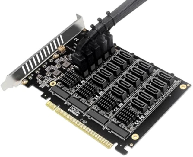 Alt view image 5 of 7 - PH44+PH56 PCIE4.0 X16 to 20-Port SATA Adapter NVME M.2 RAID Array Expansion with JMB585 Chip
