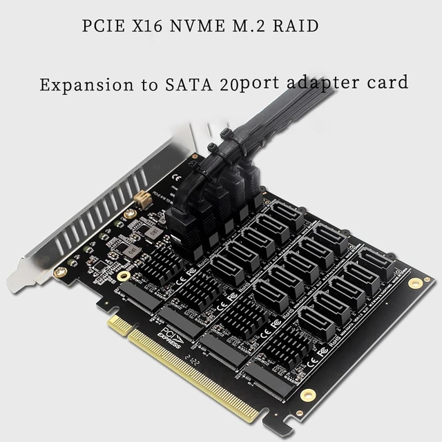 Alt view image 3 of 7 - PH44+PH56 PCIE4.0 X16 to 20-Port SATA Adapter NVME M.2 RAID Array Expansion with JMB585 Chip