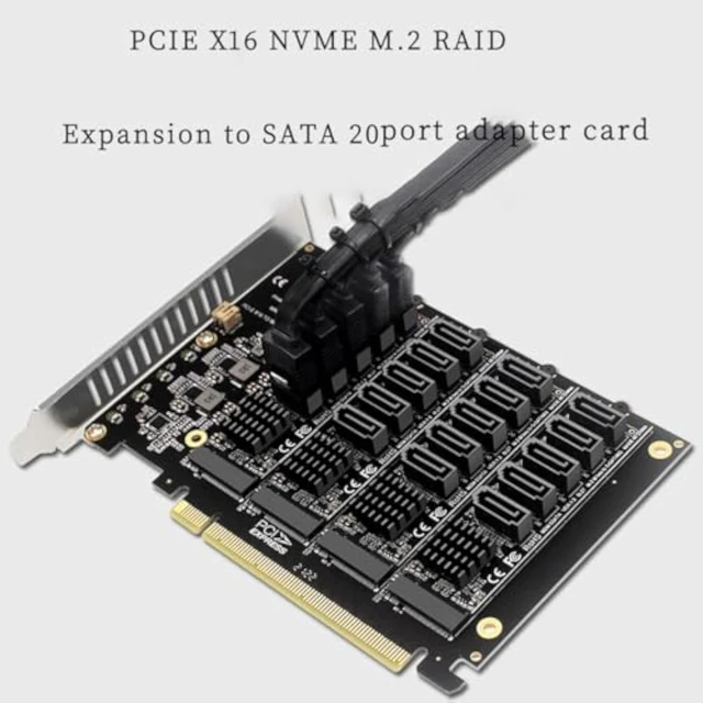 Alt view image 7 of 7 - PH44+PH56 PCIE4.0 X16 to 20-Port SATA Adapter NVME M.2 RAID Array Expansion with JMB585 Chip