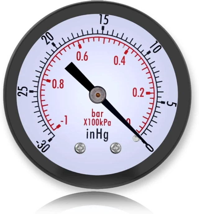 Main image of Mini Vacuum Pressure Gauge, 1/4" BSPT Thread, 0~-30inHg/0~-1bar Range, Scale Vacuum Gauge for Water, Oil, Air
