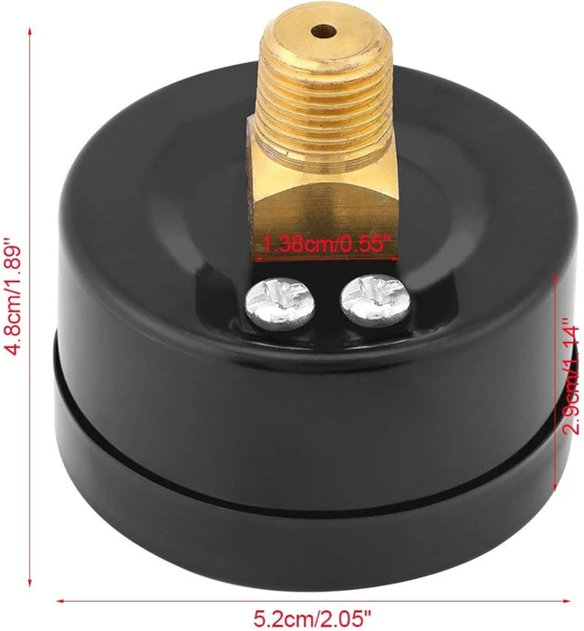 Alt view image 5 of 7 - Mini Vacuum Pressure Gauge, 1/4" BSPT Thread, 0~-30inHg/0~-1bar Range, Scale Vacuum Gauge for Water, Oil, Air