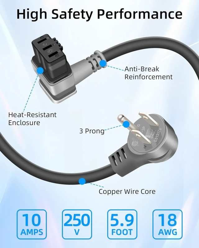 Alt view image 2 of 7 - GELRHONR Dishwashers Power Cord, 5.9FT 18AWG Replacement Dishwasher Plug Power Cord for 300/500/800 Series, SMZPC002UC, Work with 00752018 Junction Box