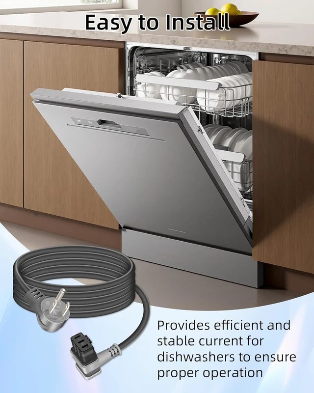Alt view image 7 of 7 - GELRHONR Dishwashers Power Cord, 5.9FT 18AWG Replacement Dishwasher Plug Power Cord for 300/500/800 Series, SMZPC002UC, Work with 00752018 Junction Box