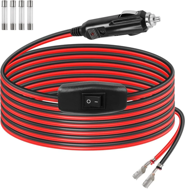 Main image of GELRHONR 12V Cigarette Lighter Male Plug with Leads & LED Light, Replacement Cigarette Lighter Male Plug to Bullet Female Terminal Extension Cable with Switch Button,15A Fuse (2M)