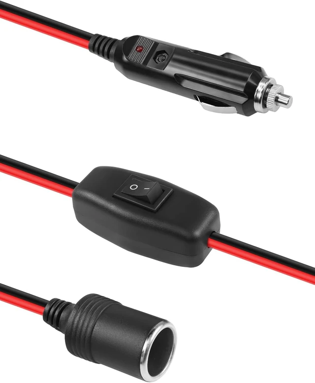 Alt view image 5 of 7 - GELRHONR Cigarette Lighter Extension Cord with ON/Off Switch, 12V Cigarette Lighter Male Plug to Female Socket 16AWG Heavy Duty Cord, 15A Fuse, for Tire Pump, Air Compressor (0.6M/2FT)