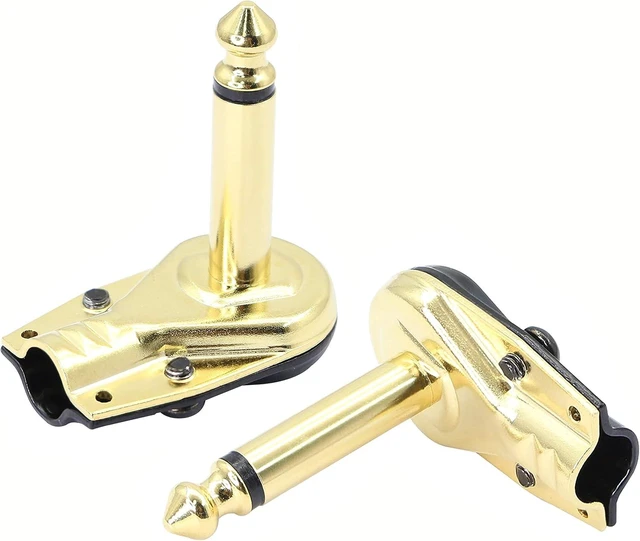 Main image of GELRHONR 6.35mm 1/4 inch 90 Degree Pancake Style Plug Connector,Gold Plated Right Angle TS Mono Solder Speaker for Guitar,Instrument, Speaker/Microphone/Patch Cables-2PCS