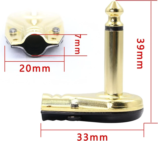 Alt view image 3 of 7 - GELRHONR 6.35mm 1/4 inch 90 Degree Pancake Style Plug Connector,Gold Plated Right Angle TS Mono Solder Speaker for Guitar,Instrument, Speaker/Microphone/Patch Cables-2PCS