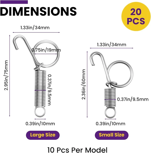 Alt view image 2 of 7 - 20Pcs Pet Cage Door Spring Latches, Small & Large Sizes