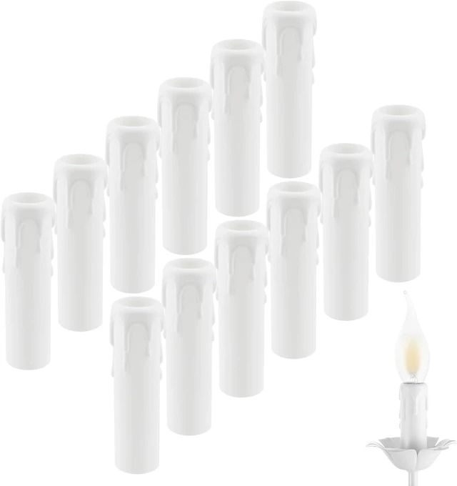 Main image of 4 Inch Tall Drip Candle Socket Covers for Candelabra Base, 12Pcs