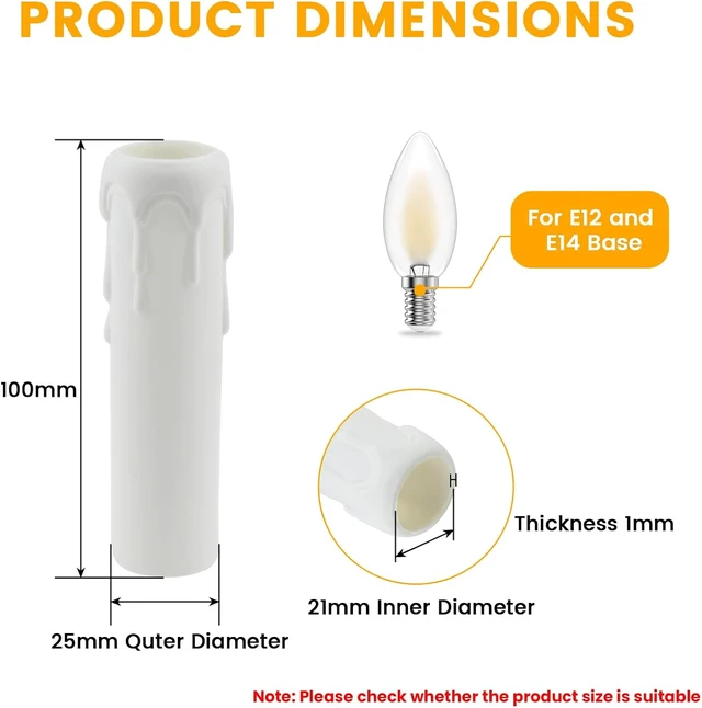 Alt view image 2 of 7 - 4 Inch Tall Drip Candle Socket Covers for Candelabra Base, 12Pcs