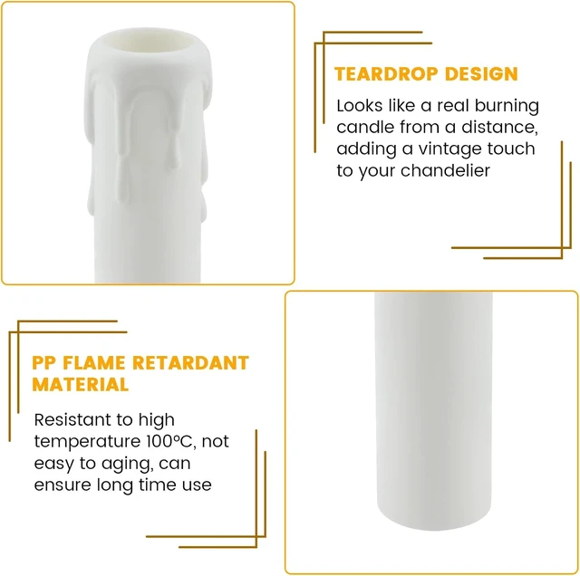 Alt view image 4 of 7 - 4 Inch Tall Drip Candle Socket Covers for Candelabra Base, 12Pcs