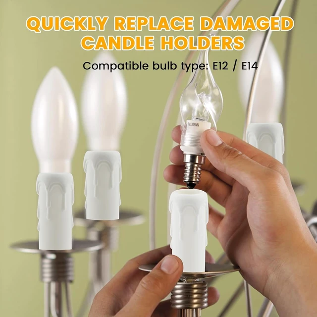 Alt view image 6 of 7 - 4 Inch Tall Drip Candle Socket Covers for Candelabra Base, 12Pcs