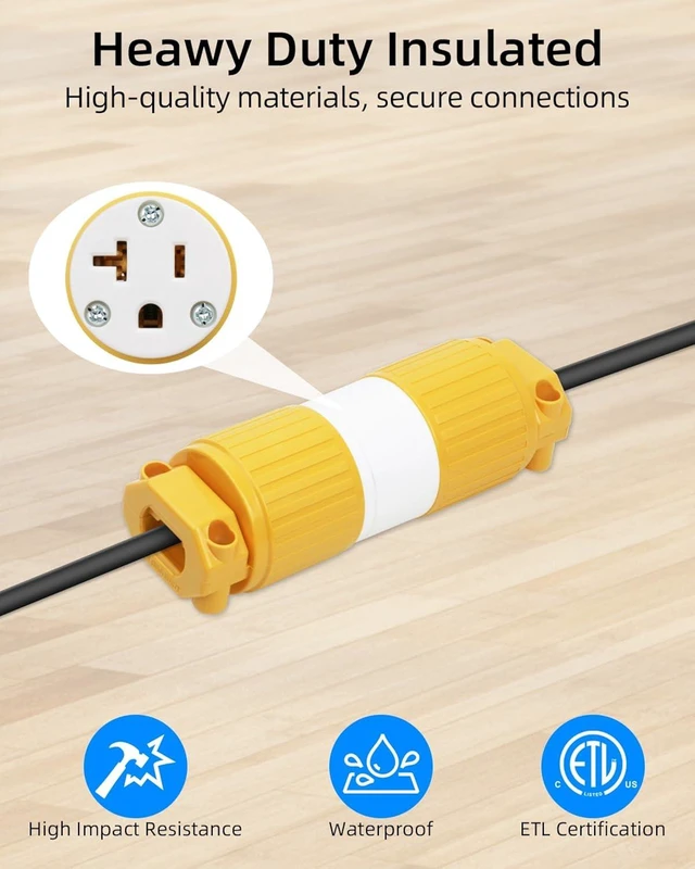 Alt view image 3 of 7 - GELRHONR 2Pack ETL Listed 2-in-1 NEMA 5-15R/20R Female Connector, 125V 20A Extension Cord Replacement Ends, Straight Blade, 2-Pole 3-Wire Grounding (2 * 5-15/20R Connector)