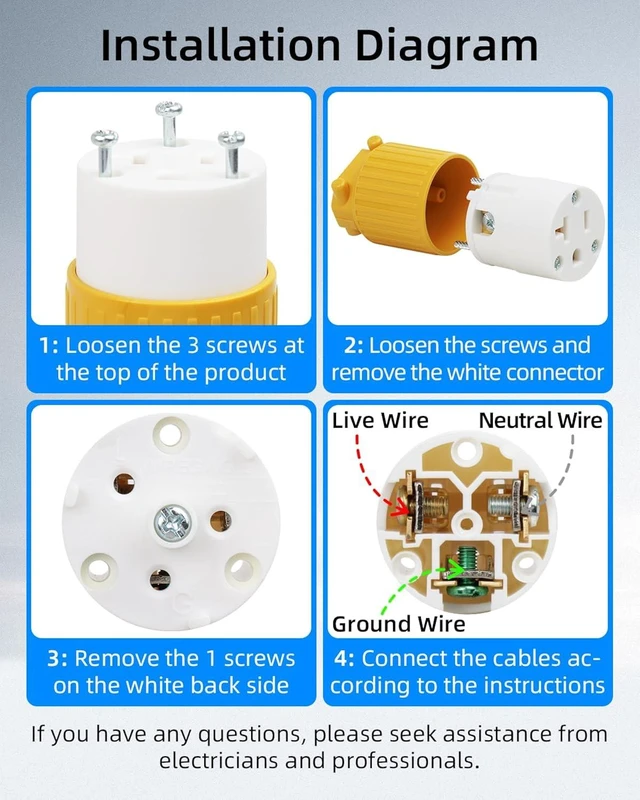 Alt view image 5 of 7 - GELRHONR 2Pack ETL Listed 2-in-1 NEMA 5-15R/20R Female Connector, 125V 20A Extension Cord Replacement Ends, Straight Blade, 2-Pole 3-Wire Grounding (2 * 5-15/20R Connector)