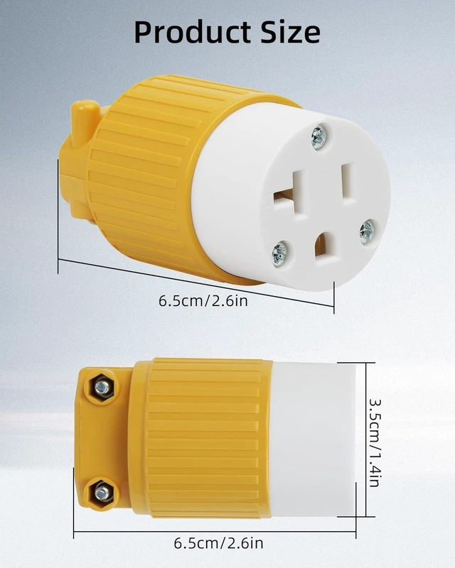 Alt view image 7 of 7 - GELRHONR 2Pack ETL Listed 2-in-1 NEMA 5-15R/20R Female Connector, 125V 20A Extension Cord Replacement Ends, Straight Blade, 2-Pole 3-Wire Grounding (2 * 5-15/20R Connector)