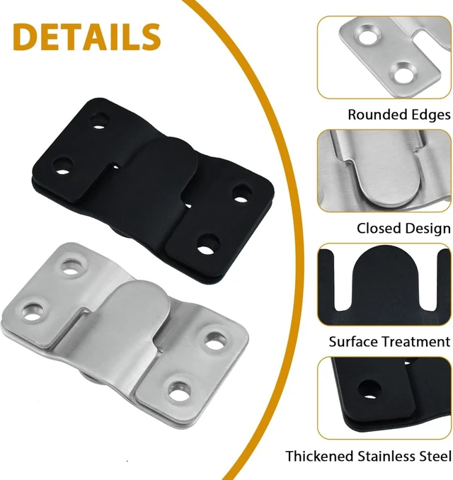 Alt view image 4 of 7 - 8Pcs Flush Mount Bracket, Stainless Steel Interlocking Hanging Hooks