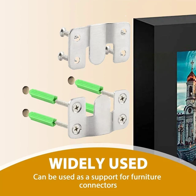 Alt view image 6 of 7 - 8Pcs Flush Mount Bracket, Stainless Steel Interlocking Hanging Hooks