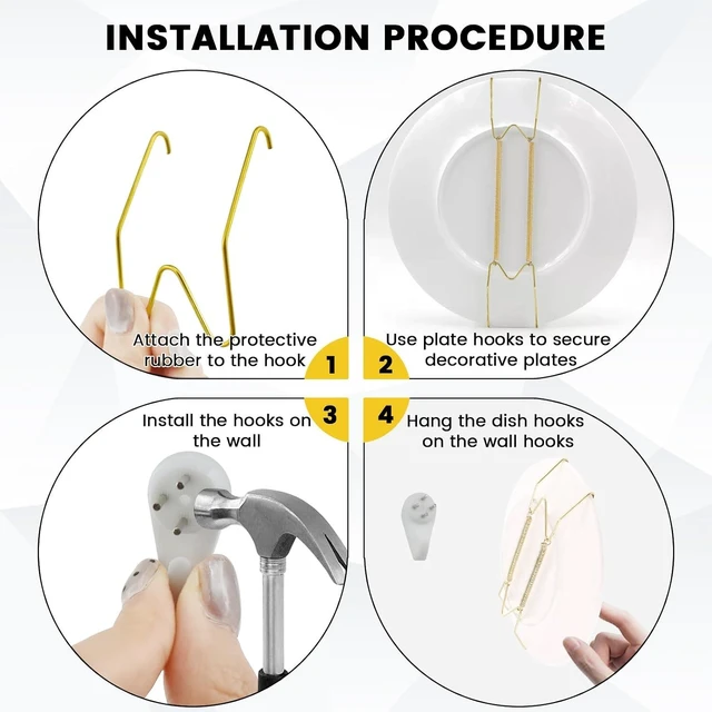 Alt view image 6 of 7 - 9 Pcs Plate Hangers for The Wall, 6/8/10 Inch Stainless Steel Gold
