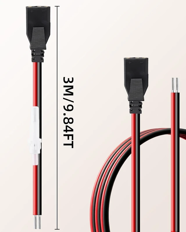 Alt view image 6 of 7 - GELRHONR 3M CB Radio Power Cord 3Pin 16AWG 15A Fuse Stripped 1Pack