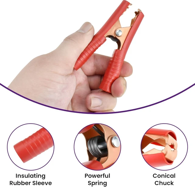 Alt view image 4 of 7 - 8Pcs Insulated Alligator Clips, 50A & 100A Battery Jumper Cable Clamp