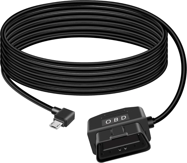 Main image of GELRHONR OBD Power Cable with Switch Button, Right Angle Micro USB to OBD2 Power Cable for Dash Camera 24 Hours Surveillance/Acc Mode 12-24V to 5V 23A, for Dashcam, GPS or Radar-3.5M/11.5Ft