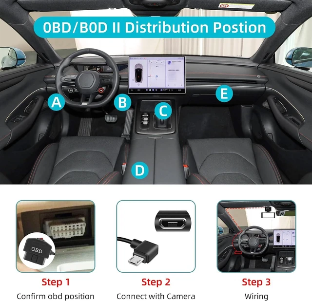 Alt view image 7 of 7 - GELRHONR OBD Power Cable with Switch Button, Right Angle Micro USB to OBD2 Power Cable for Dash Camera 24 Hours Surveillance/Acc Mode 12-24V to 5V 23A, for Dashcam, GPS or Radar-3.5M/11.5Ft