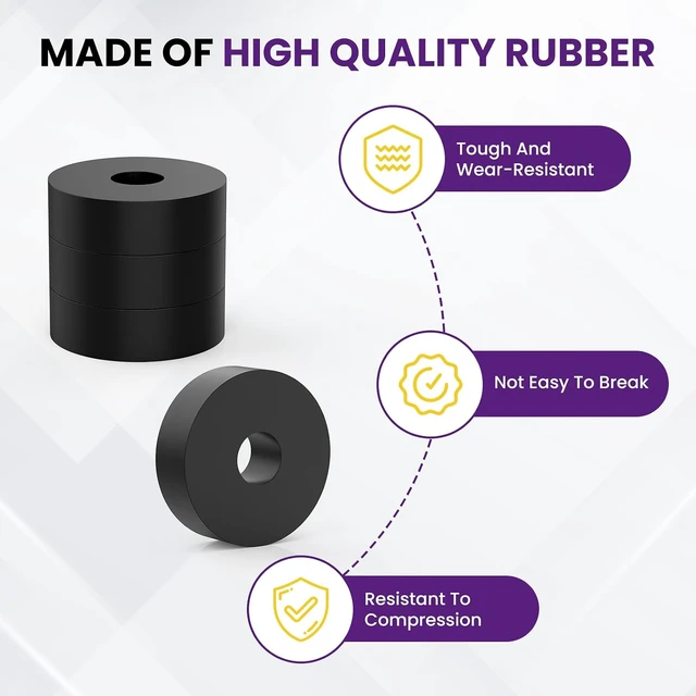 Alt view image 3 of 7 - 40Pcs Rubber Spacers, 3/4"OD x 1/4"ID x 1/4"THK Multi Purpose Washer
