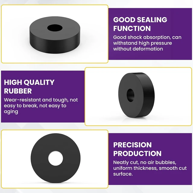 Alt view image 4 of 7 - 40Pcs Rubber Spacers, 3/4"OD x 1/4"ID x 1/4"THK Multi Purpose Washer