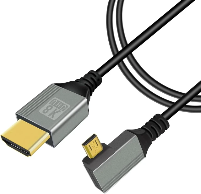 Alt view image 7 of 7 - GELRHONR 90 Degree Micro HDTV to HDTV Cable, 48Gbps Ultra High Speed Support 8K@60Hz, 4K@120Hz,for GoPro, Digital Cameras (1M Right Angle Micro)